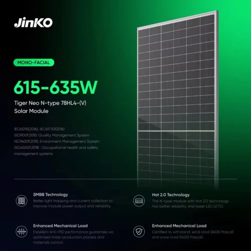 Panou fotovoltaic JINKO TIGER NEO 78HL4-BDV 625W BIFACIAL MODULE WITH DUAL GLASS